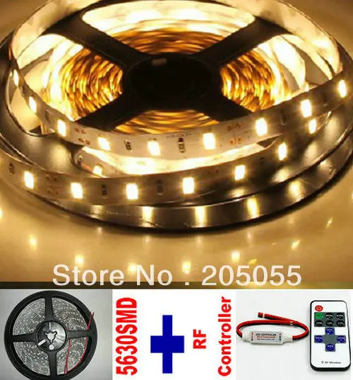 

16FT 5630 Warm White LED Strip 5M 300 Leds Light NON-Waterproof 12V DC + RF Controller mini dimmer