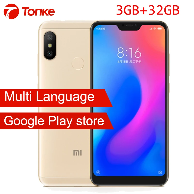 Глобальной прошивки Xiaomi Redmi 6 Pro 6Pro 3 GB Оперативная память 32 ГБ Встроенная память 5,84