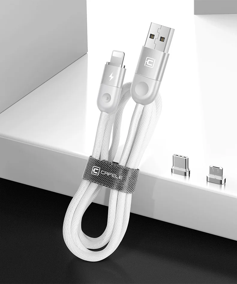 Cafele 1 м светодиодный магнитный USB кабель для iPhone Xs Max X 8 7 6 usb type-C кабель Micro USB кабель для samsung Xiaomi huawei USB-C