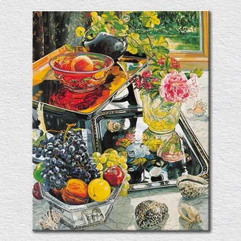 

Canavs printed picture oil painting impressionist still life fruit vase and flower room wall decor art craft