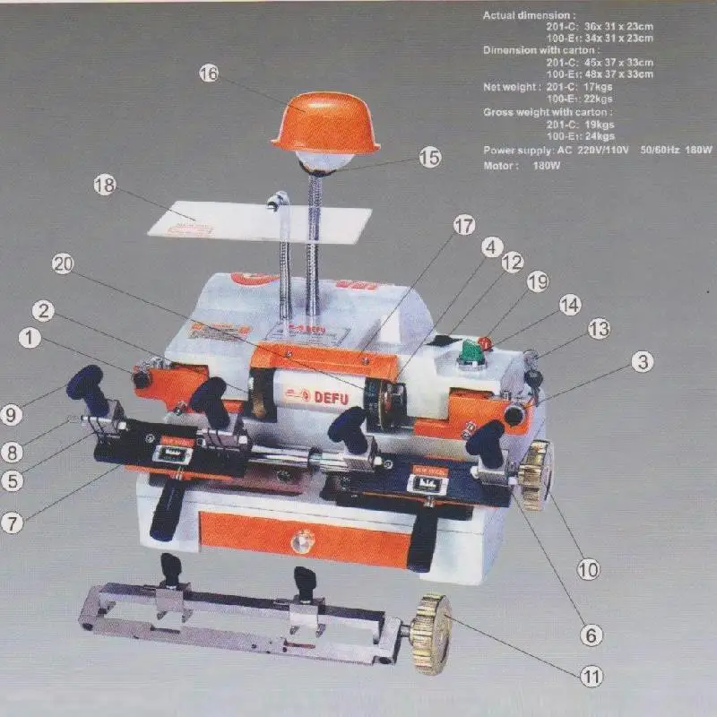 Многофункциональная машина для копирования ключей 220 v/50 hz станок для изготовления ключей для слесаря 100E1