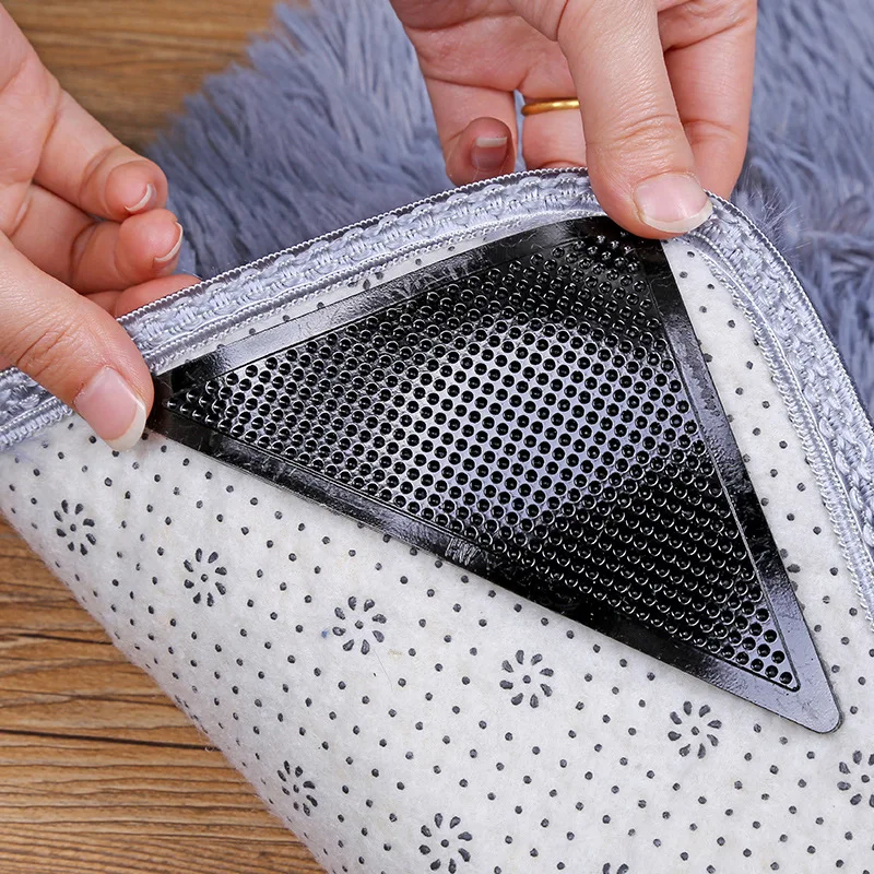 

4pcs Carpet Pad Non Slip Tri Sticker Anti Slip Mat Pads Reusable Washable Silicone Grip Sticker floor mats for living rooms