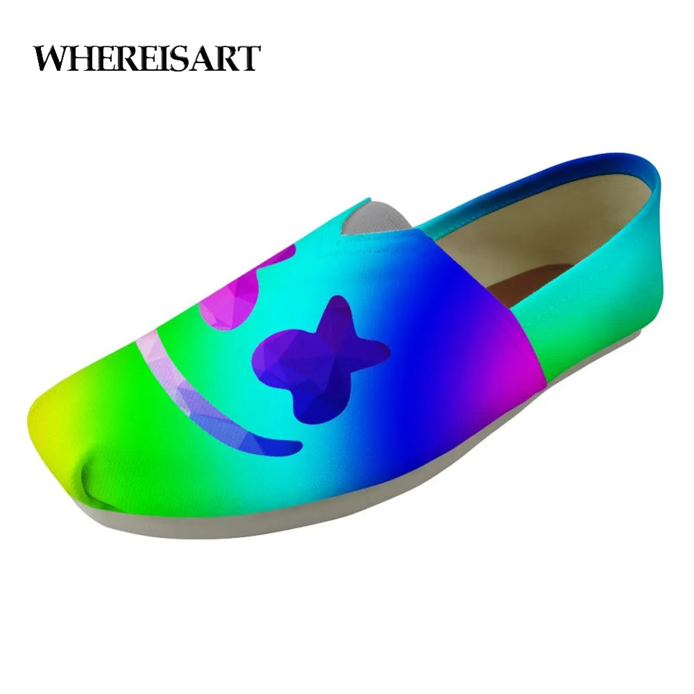 

WHEREISART New Men's Canvas Shoes Marshmello Helmet Print Shose For Men Spring Autumn Canvas Loafers Sneakers Zapatos de Hombre