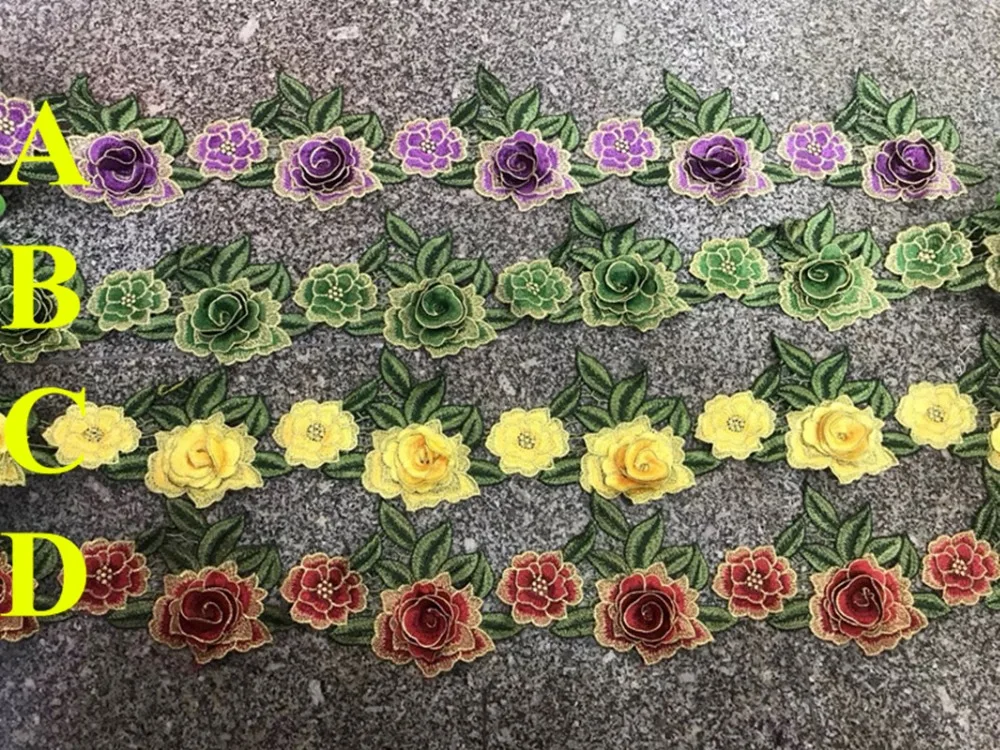 

7-10cm dyed yarn embroidery fashion China folk style guipure flora lace trim, HFXP1030C