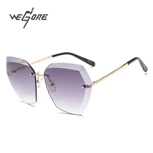 WEGORE Sin Montura gafas de Sol de Las Mujeres Diseñador de la Marca de Moda gafas de Sol Gafas Gafas De Sol Feminino Gafas con Caja de Vidrios