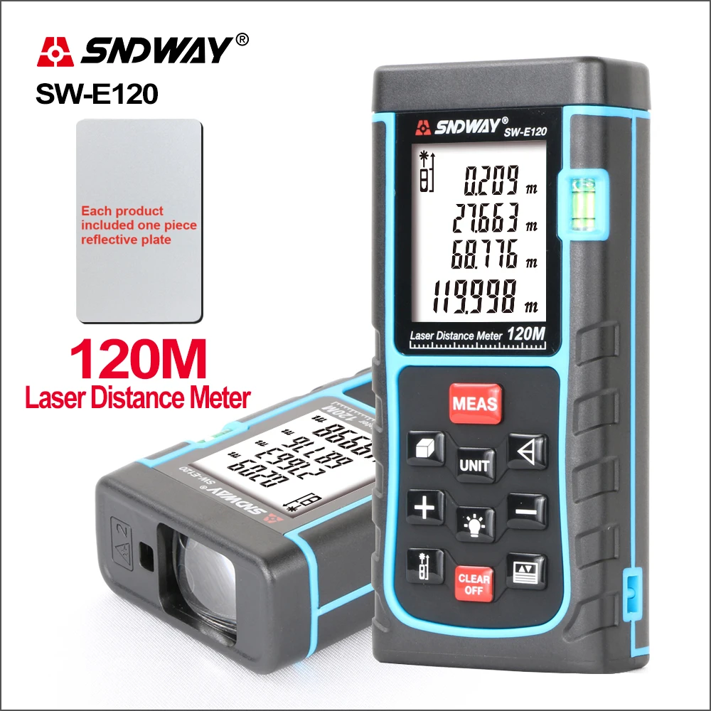 SNDWAY Digital Rangefinder Handheld Laser Distance Meter Range Finder Tool Tape Trena Ruler Tester 120m Measure Laser SW-E120 SNDWAY Digital Rangefinder Handheld Laser Distance Meter Range Finder Tool Tape Trena Ruler Tester 120m Measure Laser SW-E120