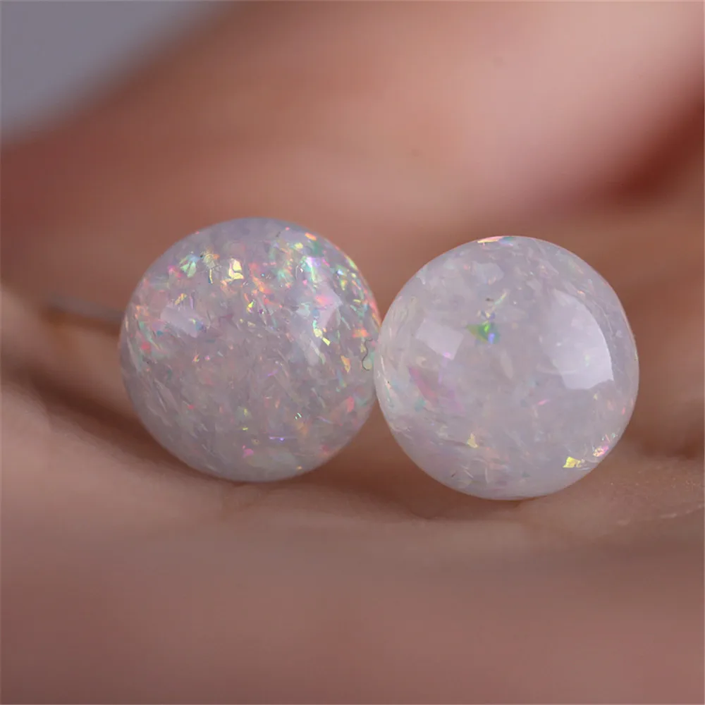 

Small Round Geometric Earrings For Women Opal Stud Earrings Circle Earrings Piercing Jewelry Wedding Female