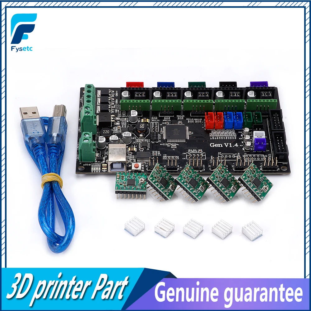 

Gen V1.4 3D printer kit with Gen V1.4 board +5pcs A4988 Red Color/Green Color With Heatsink