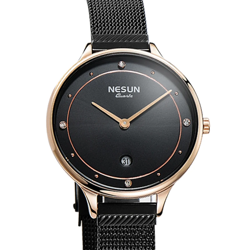 

Nesun Women's Watches Top Luxury Brand Japan Import Quartz Movement Pearl Relogio Feminino Clock Diamond Wristwatches N8805-2