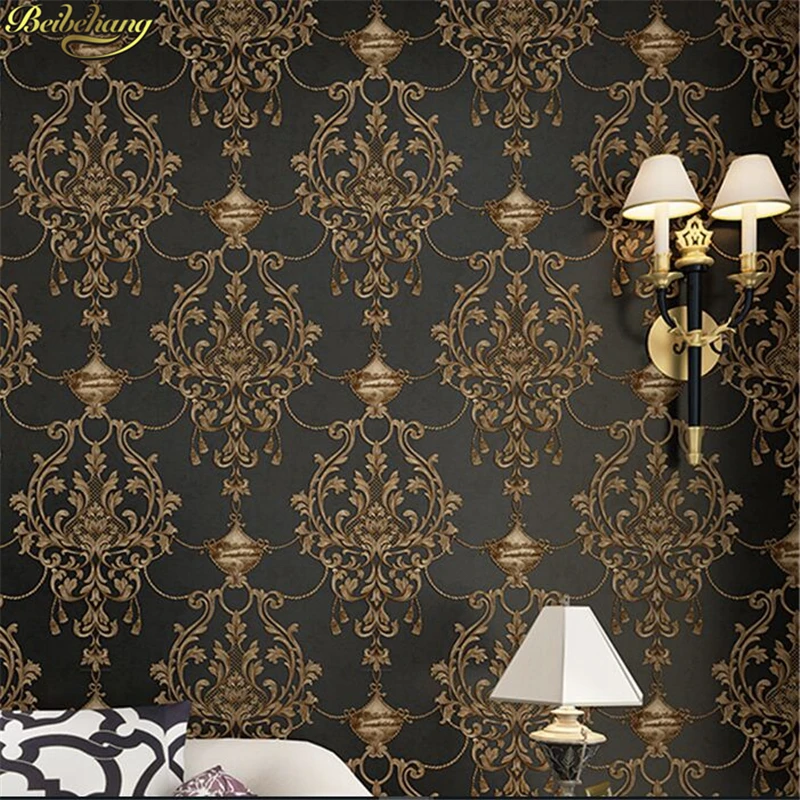 beibehang mural wallpaper for walls 3d murals papel de parede 3d flocking black wall paper roll home decor papier peint Covering