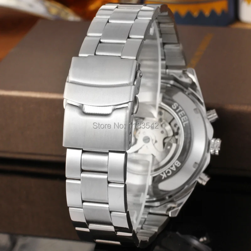 WINNER Men's Watch Wristwatch Automatic Fashion Dress Silver With Stainless Steel Band Smart Hand Wind Bracelet Pagani Design