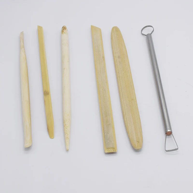 

6pcs Arts Crafts Polymer Clay Tools Modelismo Sculpting Carving Tools Set Pottery Ceramics Bamboo Handle Modeling Clay Tools