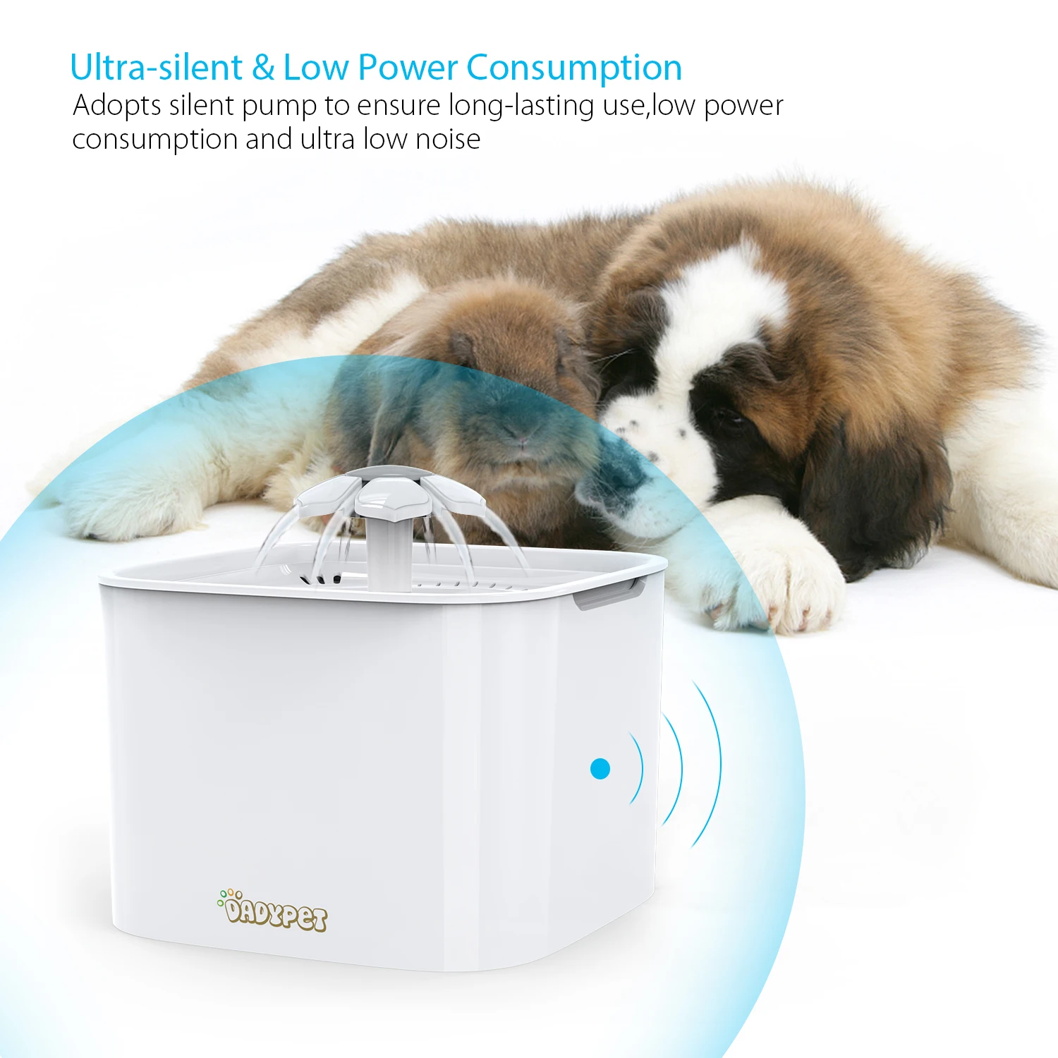 Dadypet Pet фонтан воды 2L большой емкости электрическая чаша для автоматический цикл