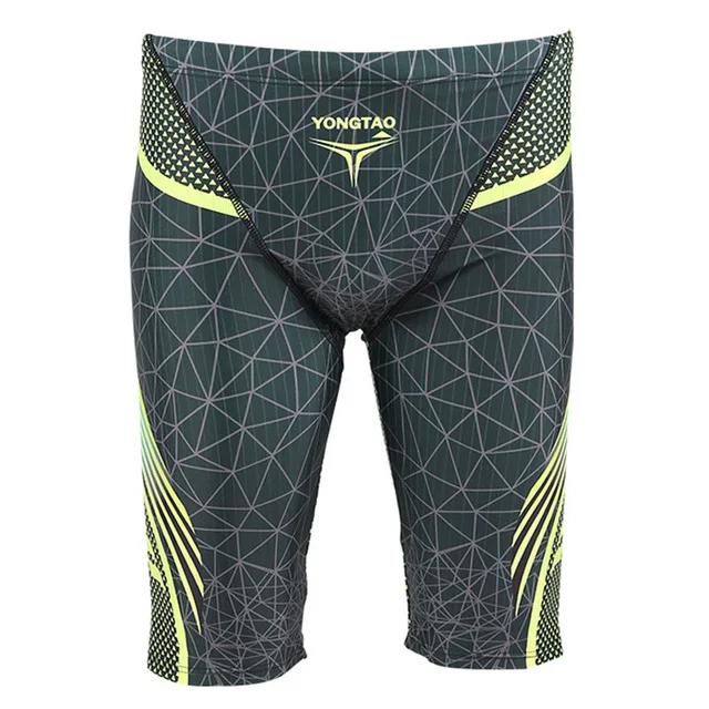 Для мужчин для профессиональных спортсменов сжатия быстрого Плавание Мужские Шорты для купания сращивания быстросохнущая помех Плавание костюм - Цвет: Зеленый
