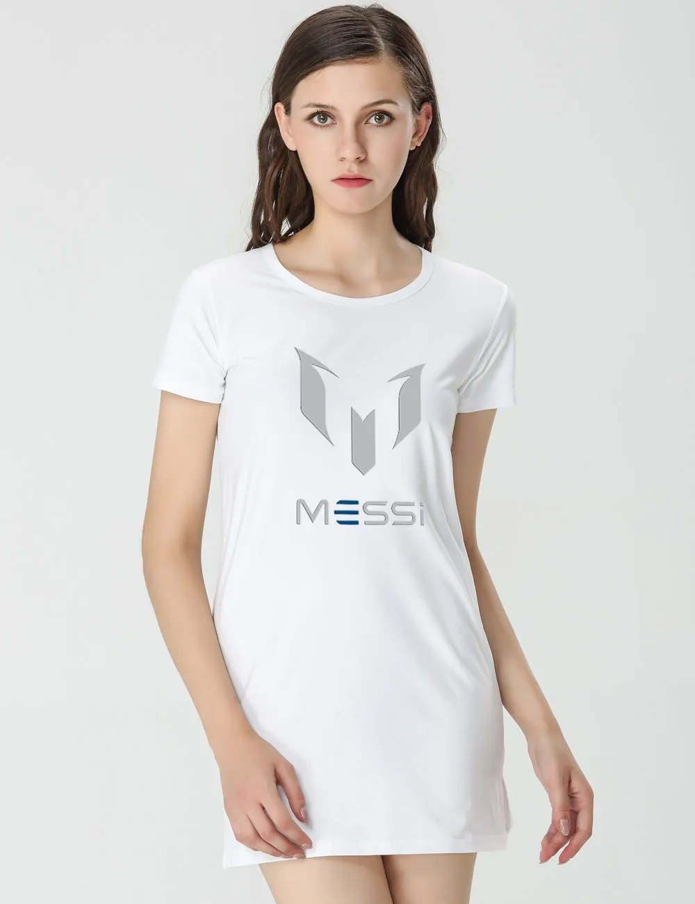 

MESSI footballer Women's Home Clothes White Nightgowns Barcelona Nightdress Evening Dressing Gown Sleepshirts Sleepwear Bathrobe