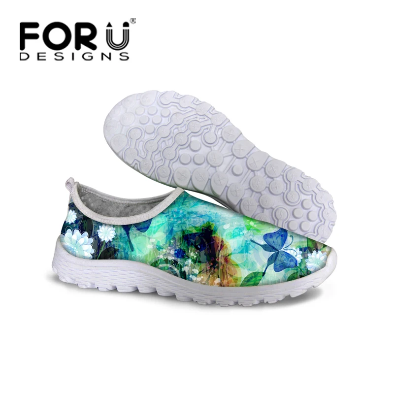 

FORUDESIGNS Breathable Women Casual Shoes, Butterfly Print Ladies Flats Mesh Shoes,Slip-on walking Shoes for Woman Girl Flat