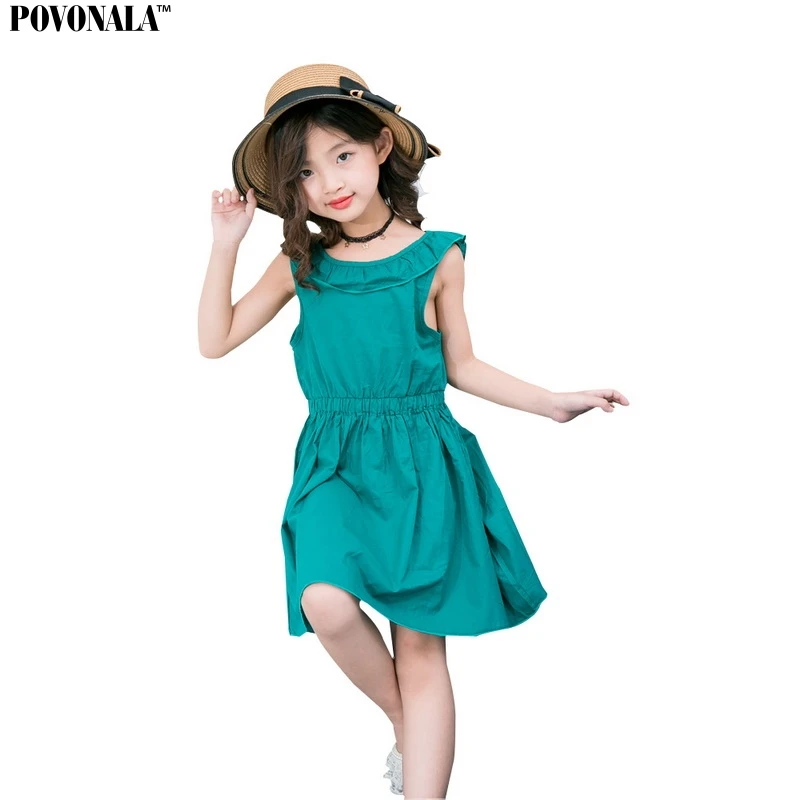 POVONALA new arrival designed girls fashion summer senses cotton dark