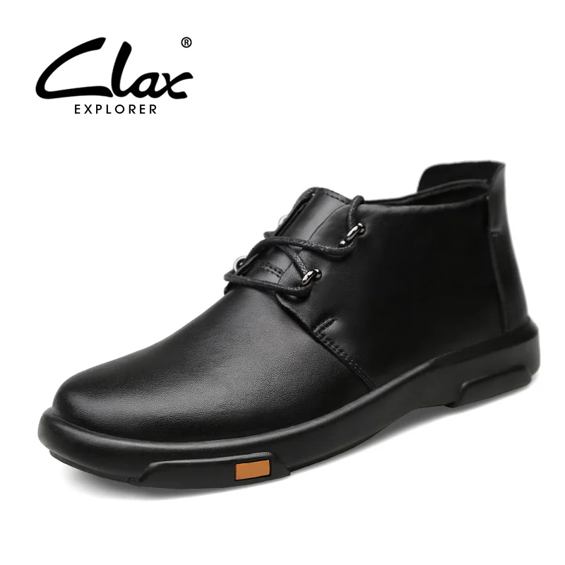 

CLAX Mens Boot Leather 2019 Spring Autumn Casual Leather Shoe Male cowboy boots Designer Handmade Walking Footwear Soft
