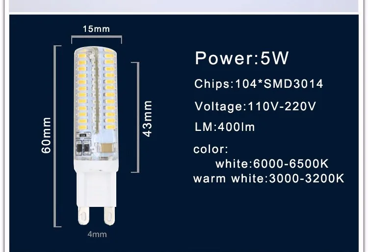 G9 Светодиодный лампа «Кукуруза» AC220V 3014 3 w 5 w Высокое качество светодиодный Кристалл силиконовая свеча заменить альтернатива галогенным лампам 20-40 W лампы Рождественская лампочка