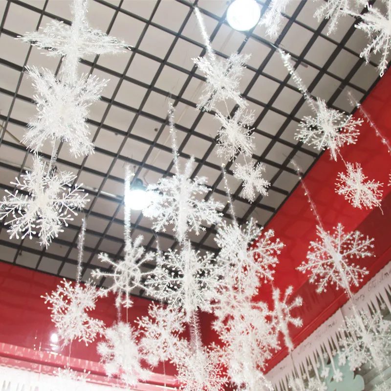 

1pcs White Plastic Fake Snowflake Christmas Party Hanging Pendants New Year Xmas Tree Ornaments Window Decoration