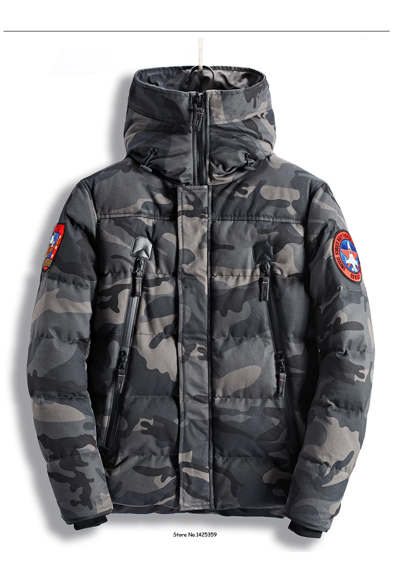 Новая зимняя куртка Для мужчин Parka куртки пальто мужской толстый теплый жакет в стиле милитари камуфляж с капюшоном воротник Jaqueta Masculino