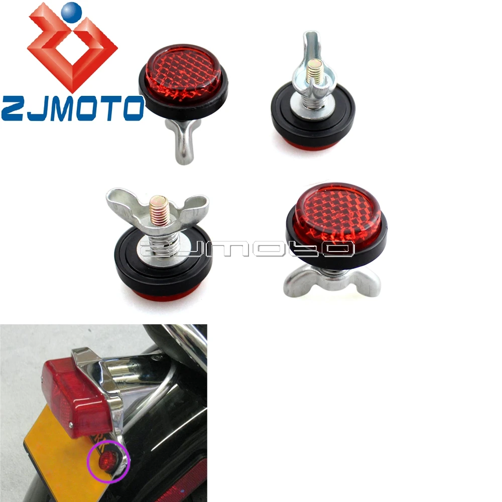 4 x Motorcycle Red Reflectors License Plate Reflectors For Street Bike