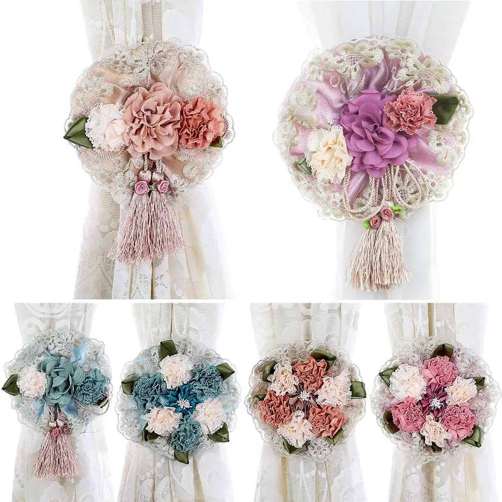 

Hot 2Pcs Stylish Flowers Window Curtain Tie Rope Tieback Home Hotel Decoration