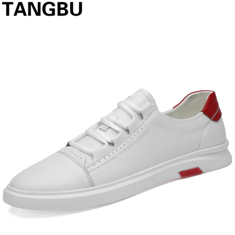 

Spring Summer Genuine Leather Men Sneakers Lace Up Breathable Casual Trainers Shoes Fashion Men Skateboard Shoes Plus Size 38-45