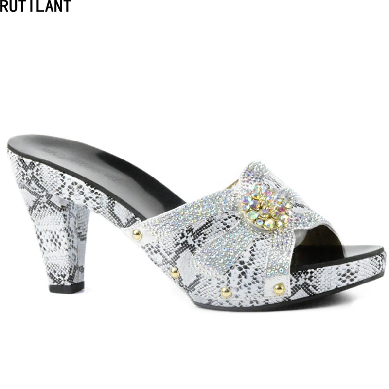 

New Arrival Elegant Italian Women Shoes with Stone High Heels Women Pumps for Parties Slip on Shoes Nigerian Women Wedding Shoes
