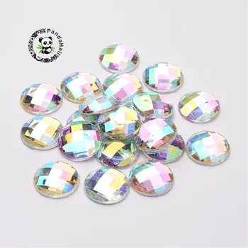 

Imitation Taiwan Acrylic Rhinestone Cabochons, Faceted, Flat Round, Colorful, 18x5mm, 200pcs/bag