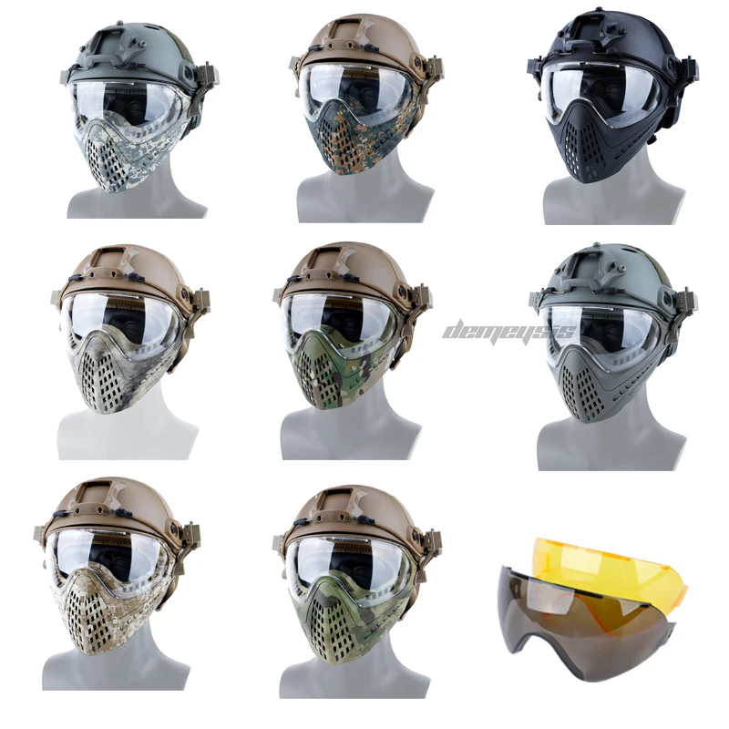 3 Lens Tactical Mask Protective Military Shooting Helmet Mask Full Face Outdoor Hunting Wargame CS Airsoft Paintball Masks