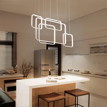 

LED pendant light geometric square simple restaurant bedroom living room Indoor Lighting RC Dimmable Pendant Lamps