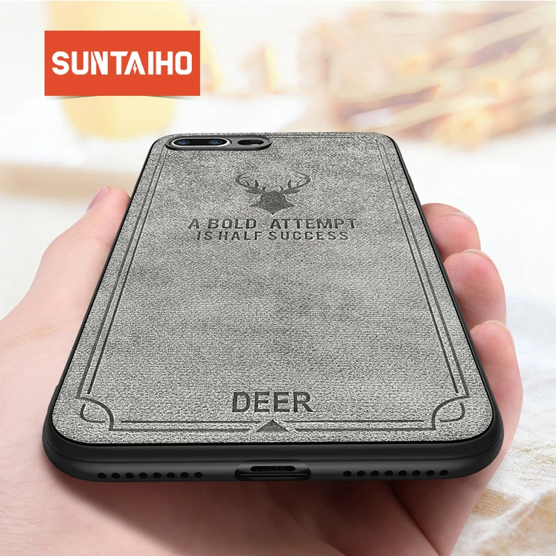 

Suntaiho Cloth Texture Soft TPU case for iphone XS MAX case 7 Case Canvas Silicone Phone Cases for iphone XS 6 6S 7 8 Plus XR