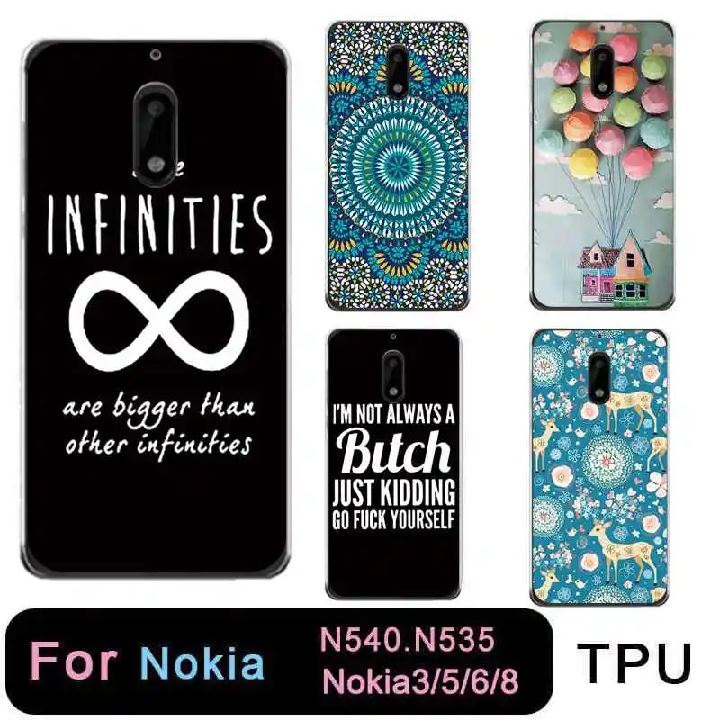 TPU Phone Case For nokia3 nokia5 nokia6 nokia8 N540 N535 Protective Clear Butterfly Ballon Deer Cute Soft Cover Free shipping |