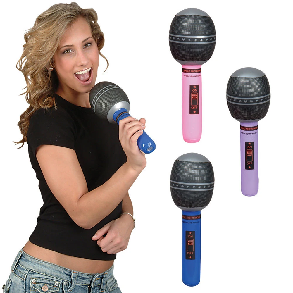 

6pcs/set Blow up Inflatable Plastic Microphone 24CM length Party Favor Kids Toy Gift Random Color