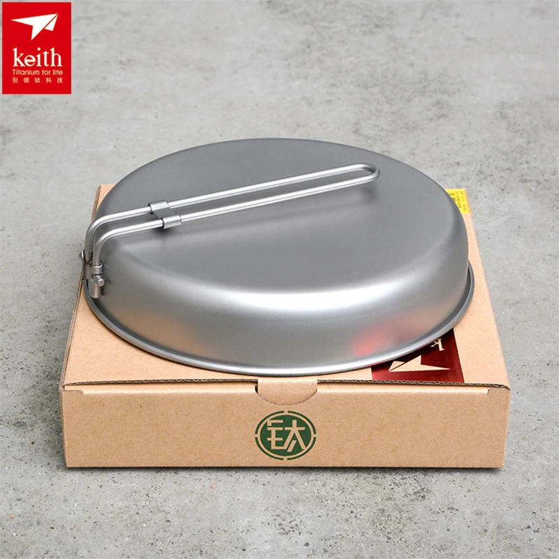 Keith Plegable Mango de Titanio Titanio Sartén Sartén Utensilios de cocina de Camping Al Aire Libre Camping Senderismo Picnic Pan Ligero 1L Ti6034