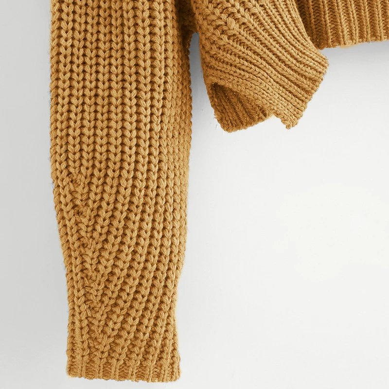 SweatyRocks имбирь вентилируемый край массивный вязаный короткий джемпер с длинным рукавом пуловер Сплит Топы осенние женские Повседневные свитера