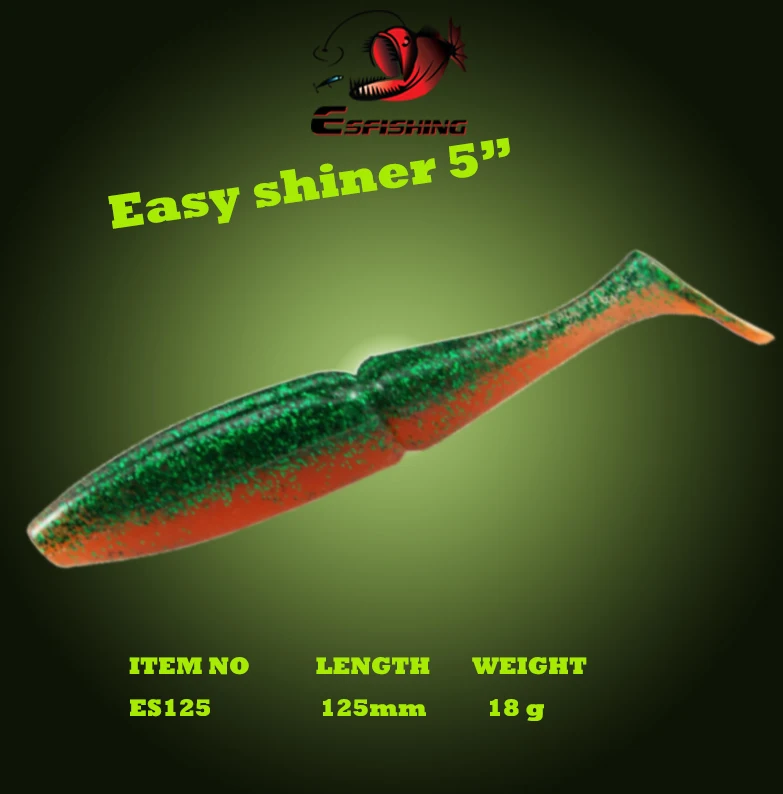 Рыболовная приманка Esfishing, мягкий набор, One Up Shad Easy shiner, 12,5 см, 40 шт., 18,5 г, Мягкая приманка, Blackbass, щука, Zander, окунь, бар