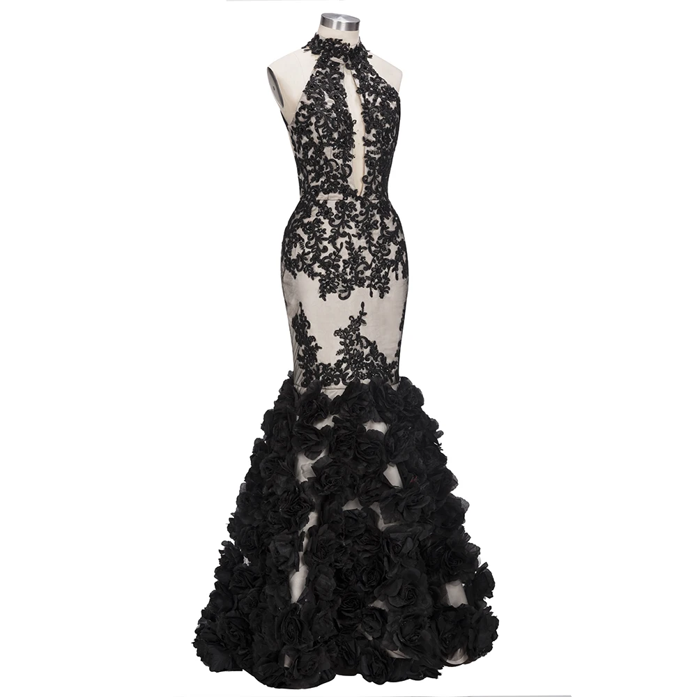 Babyonlinedress Elegant Black Mermaid Evening Dresses Long Sexy Open Back Lace Halter Neck Party Gowns vestido de festa Babyonlinedress Elegant Black Mermaid Evening Dresses Long Sexy Open Back Lace Halter Neck Party Gowns vestido de festa