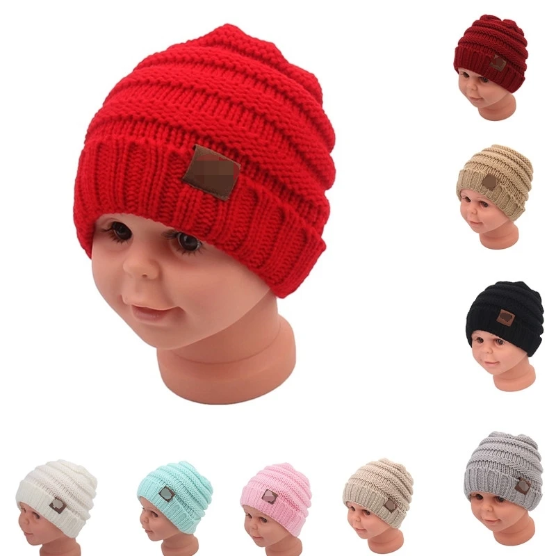 2018 зимние Шапки для детей теплая шапочка-бини вязать шапочки с напуском Шапки для девочек милые мальчики трикотажные Skullies Кепки детей