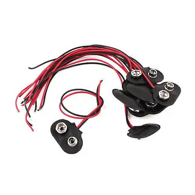 

10pcs Faux Leather Shell 9V Batteries Clip Connectors Battery Holder Buckle
