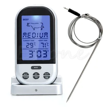 

Wireless Remote Thermometer BBQ Food Cooking Meat Barbecue Digital Thermometer good quality