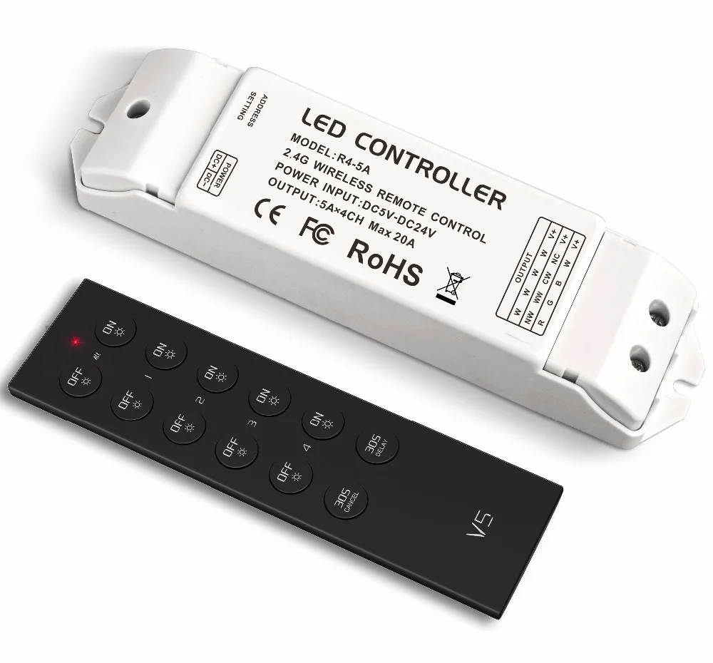 V5&R4 5A;RF 2.4Ghz,Remote Control;for 4 zone Remote Control;with R4 5A receptorin RGB
