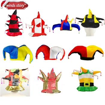 

NEW 1pc Multicolor Clown Jester Circus Jokers Hat with Bells Party Costume Accessories fancy dress party Mardi Gras Carnival Hat