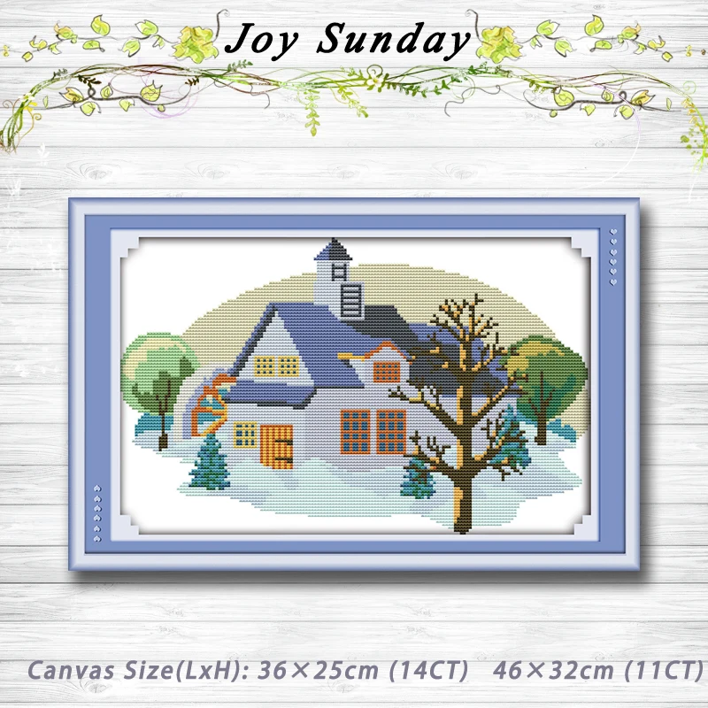 Chart Counted Cross Stitch Patterns DIY Needlework DMC Country Winter Pond