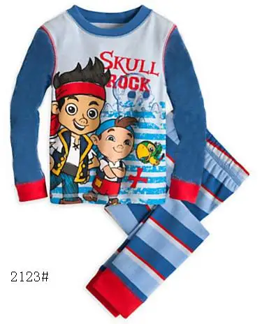 Детские пижамы хлопковая одежда для сна для мальчиков Детская домашняя одежда для мальчиков с рисунком «Джейк и пираты» осенняя одежда для сна