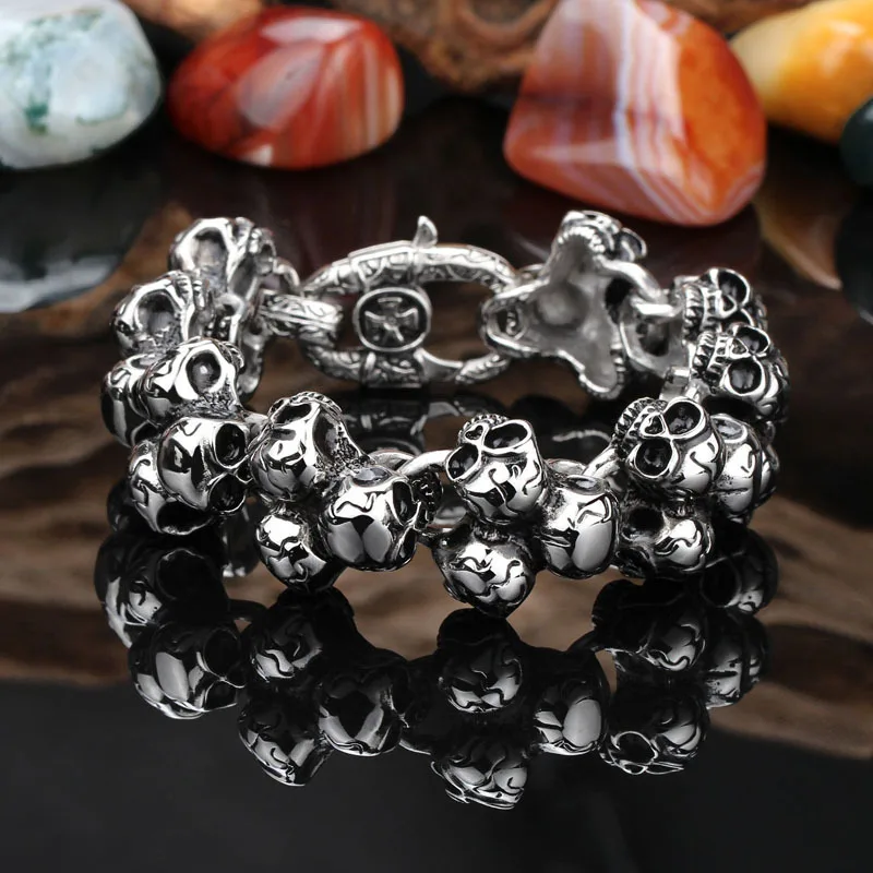

High - grade retro titanium steel bracelet creative personality personalized stainless steel skull men 's bracelet jewelry