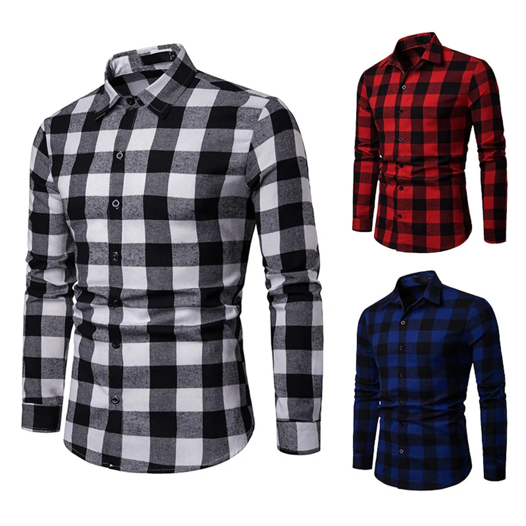 Formal Business Shirt Men‘s Long Sleeve Lattice Plaid Clothes Spring Autumn Plus Size Casual Blouse Camisa Social Shirts /PT