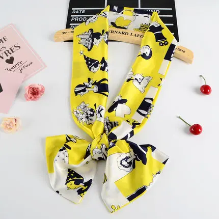 Yellow Oliver Модный и элегантный женский стиль маленький шелковый шарф леди деловой ГАЛСТУК длинные двухсторонние печатные шарфы - Цвет: Yellow Oliver