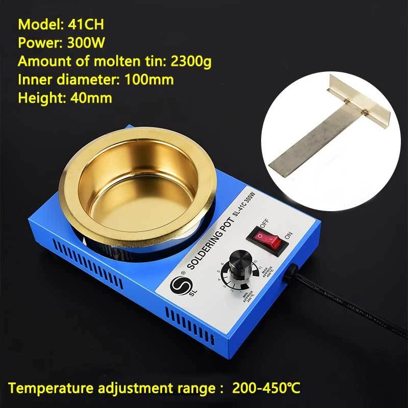 Lead-free adjustable temperature melting tin furnace 100-300W titanium alloy bench soldering pot dip soldering machine inverter arc welder